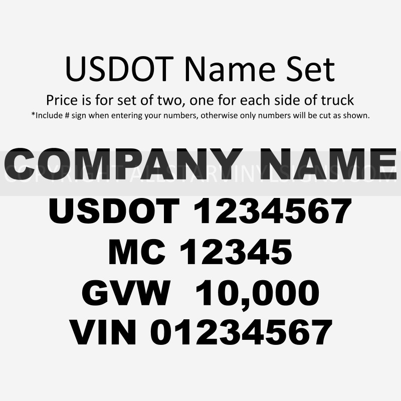 USDOT Company Name Set - Click Image to Close