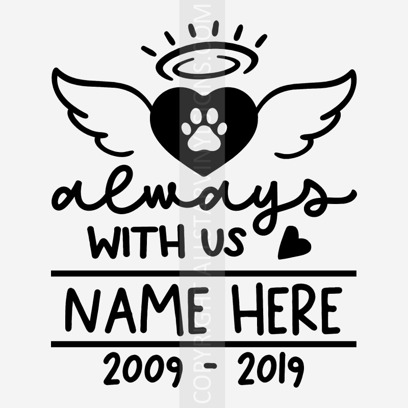 always WITH US Angel Wings Heart Paw