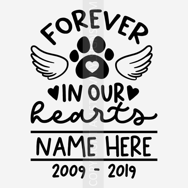 FOREVER IN OUR hearts Angel Wings Heart Paw - Click Image to Close