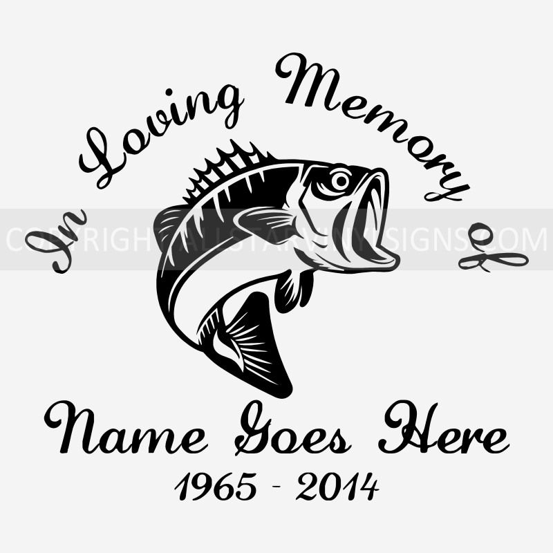 Bass In Loving Memory Decals - Fishing Memorial Window Decals
