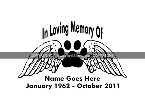 In Loving Memory Of - Angel Wings + Paw - Click Image to Close