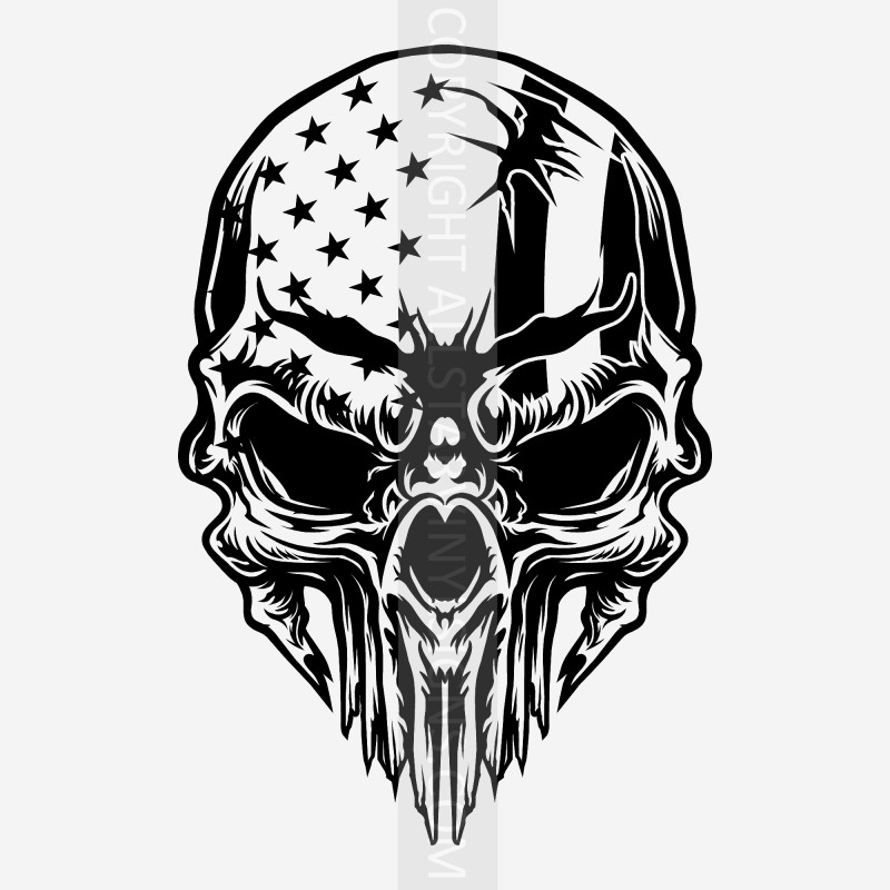 USA Flag Skull - Click Image to Close